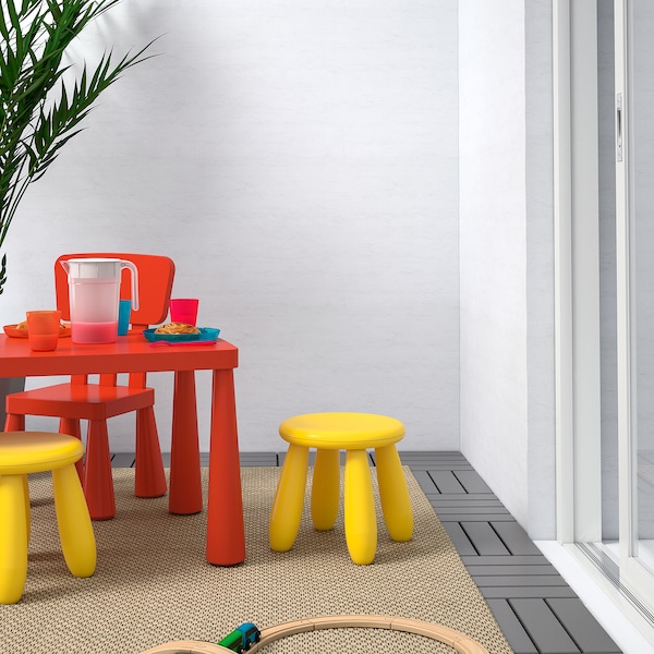 MAMMUT マンムット 子ども用スツール, 室内/屋外用, イエロー - IKEA
