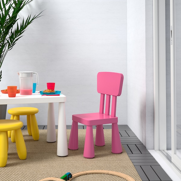MAMMUT マンムット 子ども用スツール, 室内/屋外用, イエロー - IKEA