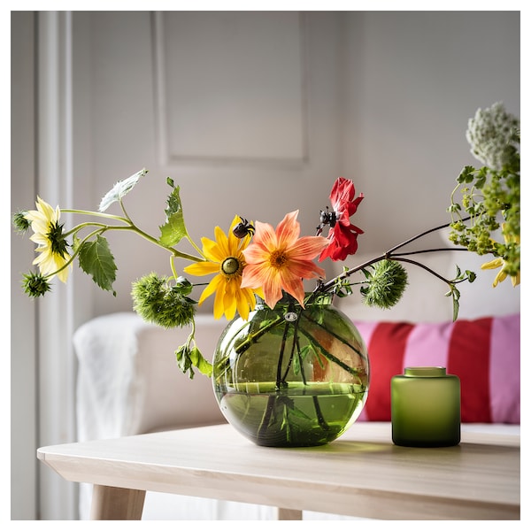 KONSTFULL コンストフル 花瓶, グリーン, 19 cm - IKEA