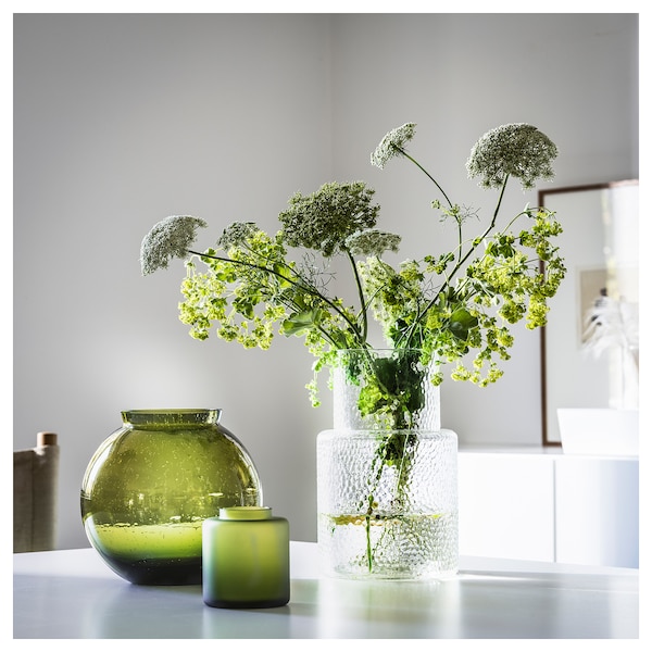 KONSTFULL コンストフル 花瓶, グリーン, 19 cm - IKEA
